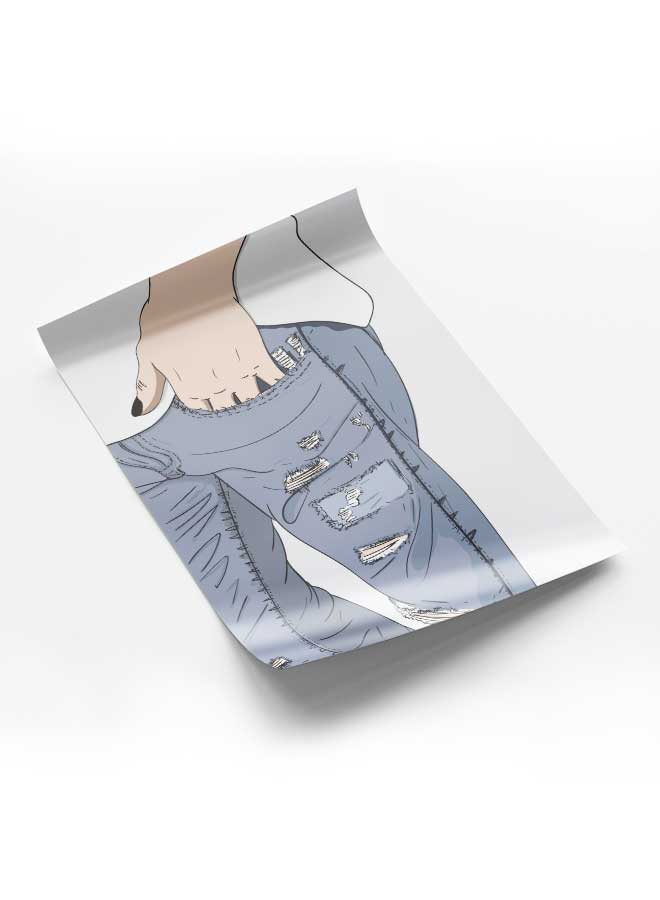 لوحة بوستر ديكور لوحة بدون فريم مع أربع قطع منفصلة من اللاصق ذو الوجهين تصميم بنطال الجينز الضيق الخاص بي غرفة النوم غرفة المعيشة وديكور المكتب - Image 1