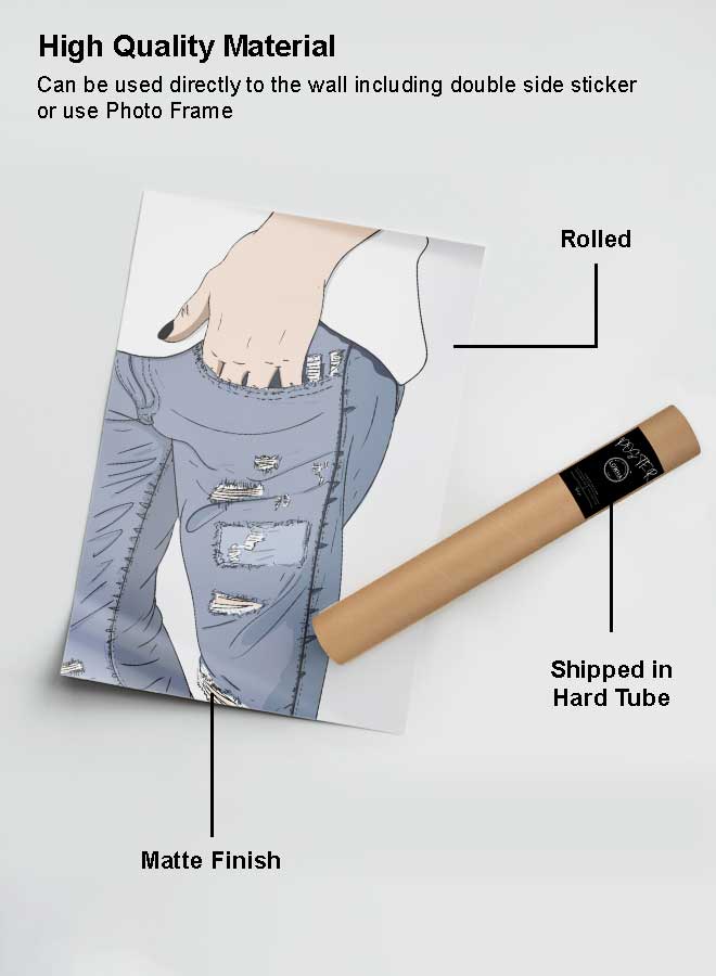 لوحة بوستر ديكور لوحة بدون فريم مع أربع قطع منفصلة من اللاصق ذو الوجهين تصميم بنطال الجينز الضيق الخاص بي غرفة النوم غرفة المعيشة وديكور المكتب - Image 2