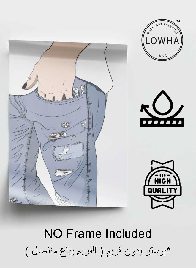 لوحة بوستر ديكور لوحة بدون فريم مع أربع قطع منفصلة من اللاصق ذو الوجهين تصميم بنطال الجينز الضيق الخاص بي غرفة النوم غرفة المعيشة وديكور المكتب - Image 3