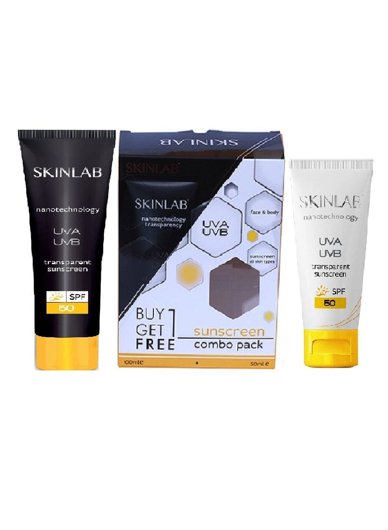 SKINLAB UVA UVB SPF50 Sunscreen Combo Pack, 100ml & 50ml - Image 1
