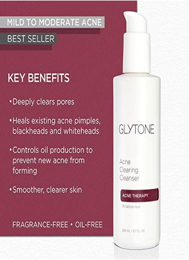 Glytone Acne Clearing Cleanser With 2% Salicylic Acid For Blemish Prone Skin, FragranceFree, OilFree, 6.7 Oz.  - Image 2