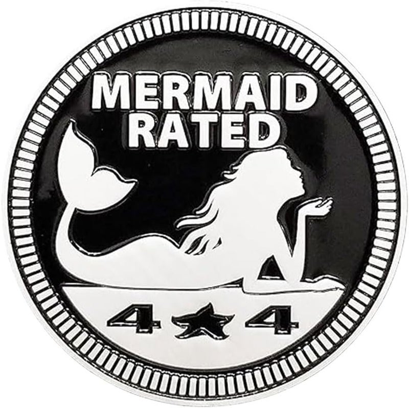 GLSOWEE Mermaid Rated Car Emblem, 4 x 4 3D Metal Car Badge Decals Stickers Round Emblem Decals, Car Exterior Emblems Badge Compatible with Jeep Wrangler Vehicles Trucks SUV RV (Mermaid Rated) Batch consistent craftsmanship - Image 1