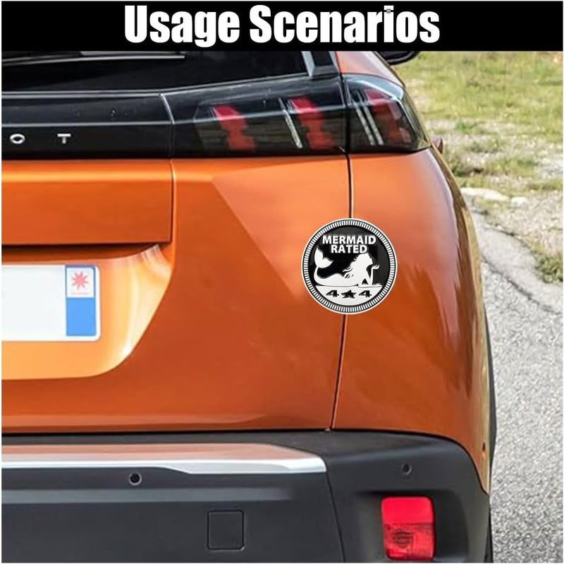 GLSOWEE Mermaid Rated Car Emblem, 4 x 4 3D Metal Car Badge Decals Stickers Round Emblem Decals, Car Exterior Emblems Badge Compatible with Jeep Wrangler Vehicles Trucks SUV RV (Mermaid Rated) Batch consistent craftsmanship - Image 5