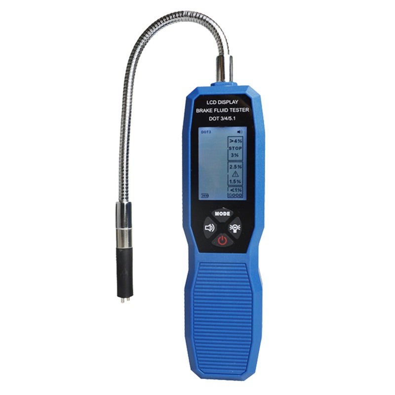 مُحلول اختبار سائل الفرامل، محلول اختبار رقمي لسائل الفرامل مع شاشة LCD لـ DOT3 DOT4 DOT5.1 مع تنبيه صوتي ومسبار مرن وعلبة تخزين و4 بطاريات AAA - Image 1