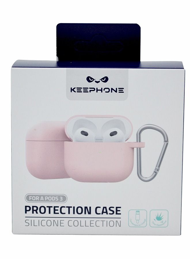 KeepHone حافظة سيليكون للآيربودز 3 باللون الوردي - Image 2