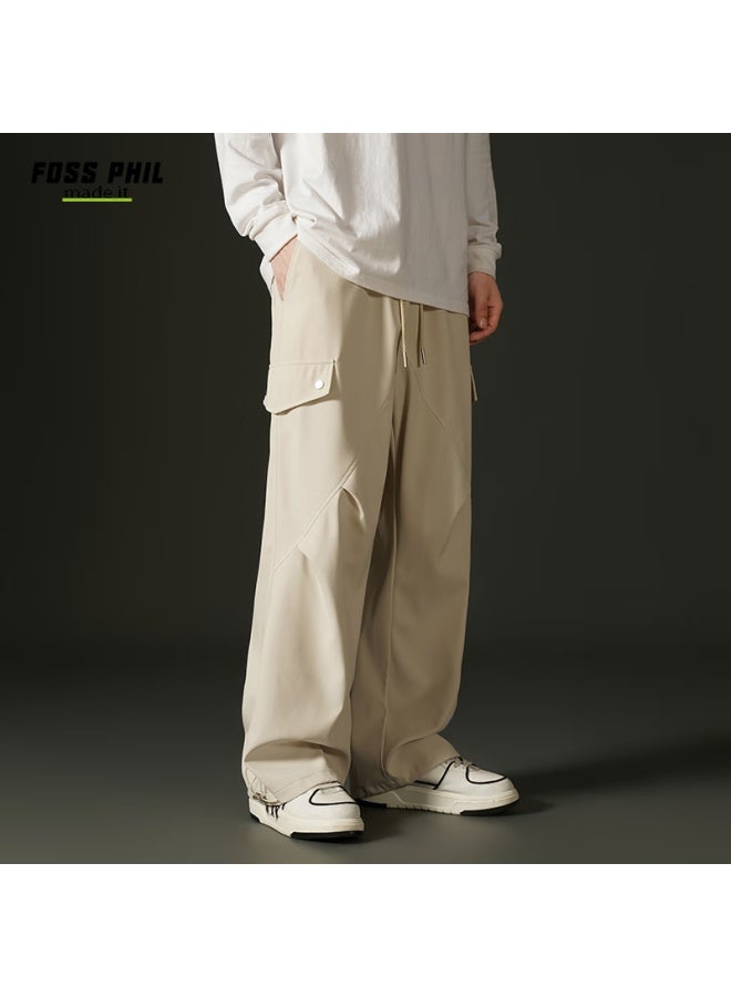 Foss Phil Paratrooper Cargo Pants, Spring And Summer American-style Casual Wide-leg Trousers, Men's Sports Straight-leg Drawstring Long Pants, Fpk36 Khaki 2XL - Image 4