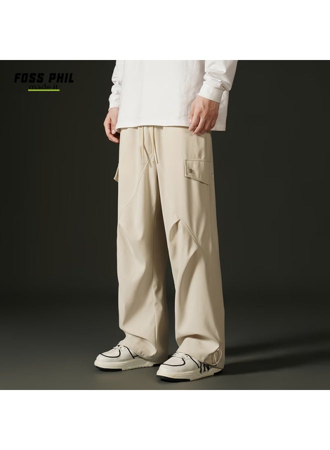 Foss Phil Paratrooper Cargo Pants, Spring And Summer American-style Casual Wide-leg Trousers, Men's Sports Straight-leg Drawstring Long Pants, Fpk36 Khaki 2XL - Image 3