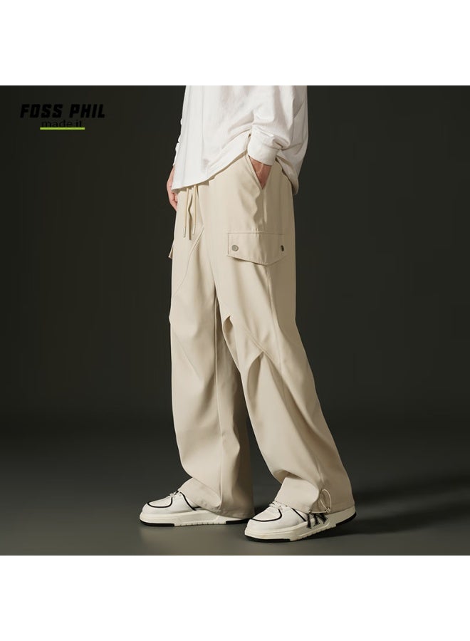 Foss Phil Paratrooper Cargo Pants, Spring And Summer American-style Casual Wide-leg Trousers, Men's Sports Straight-leg Drawstring Long Pants, Fpk36 Khaki 2XL - Image 5