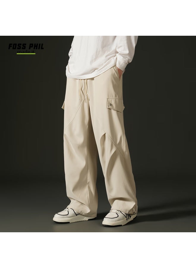 Foss Phil Paratrooper Cargo Pants, Spring And Summer American-style Casual Wide-leg Trousers, Men's Sports Straight-leg Drawstring Long Pants, Fpk36 Khaki 2XL - Image 2