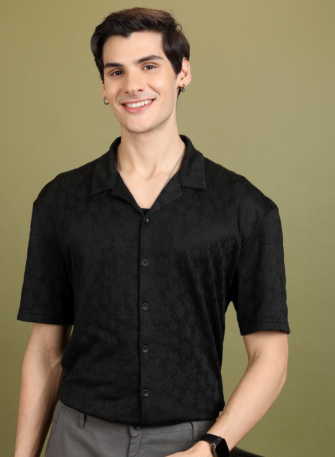 HIGHLANDER Oversized Floral Self Design Casual Shirt - Image 1