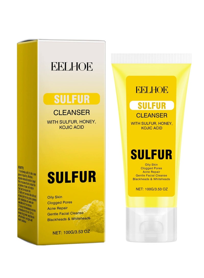 إيلهو منظف الوجه بالكبريت الطبيعي ، منظف تقشير للوجه ، يهدئ ويبرد الاحمرار وعدم الراحة ، يقلل من الزيوت الزائدة عن البثور ، ينظف بلطف ، ينعش ويجعل البشرة متألقة 100 جرام - Image 1