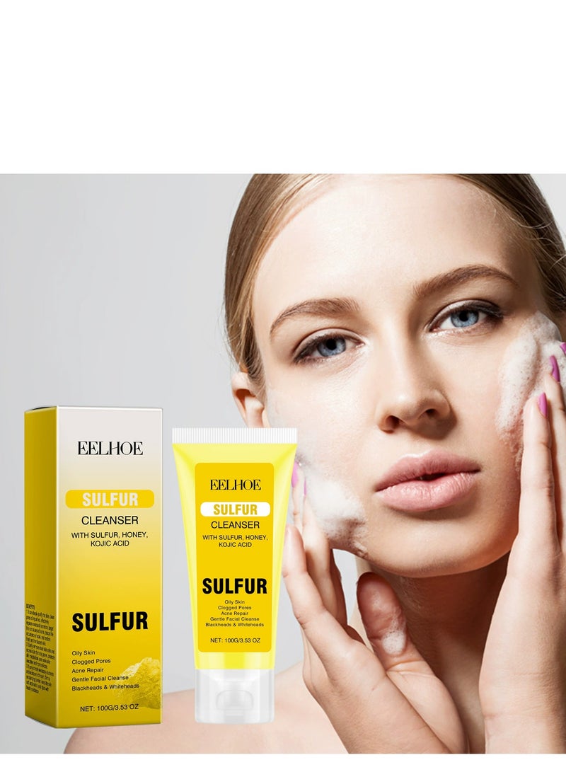 إيلهو منظف الوجه بالكبريت الطبيعي ، منظف تقشير للوجه ، يهدئ ويبرد الاحمرار وعدم الراحة ، يقلل من الزيوت الزائدة عن البثور ، ينظف بلطف ، ينعش ويجعل البشرة متألقة 100 جرام - Image 2