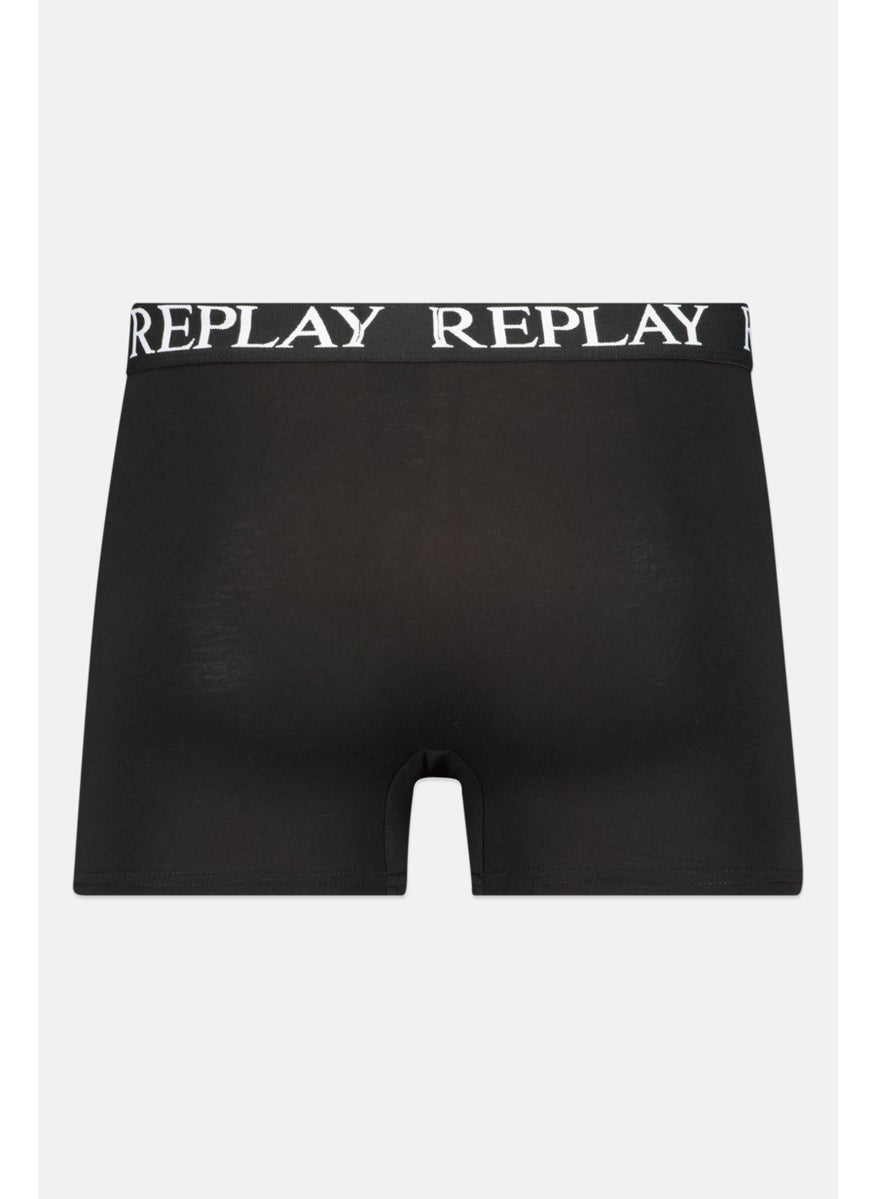 Replay - Men 2 Pack Brand Logo Boxer Brief, Black/Blue - Image 1