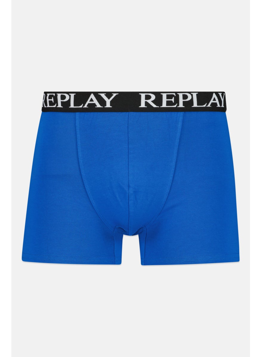 Replay - Men 2 Pack Brand Logo Boxer Brief, Black/Blue - Image 1