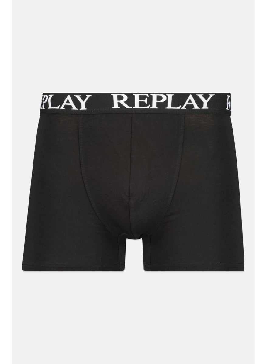 Replay - Men 2 Pack Brand Logo Boxer Brief, Black/Blue - Image 1