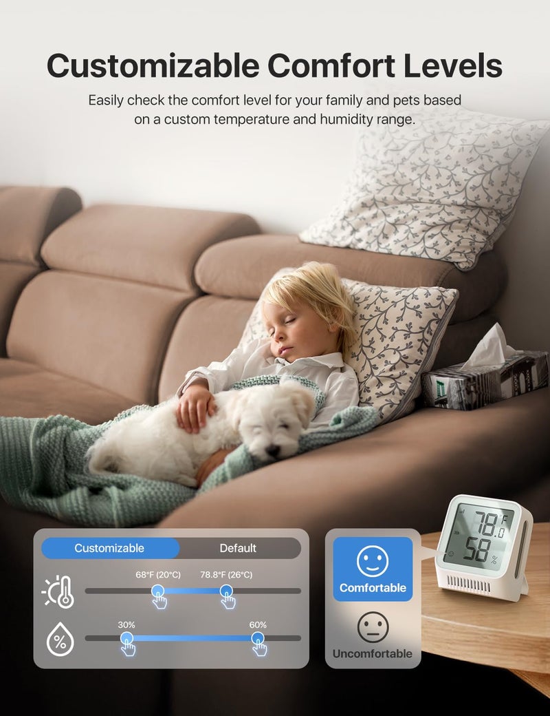 X-Sense مقياس حرارة واي فاي X-Sense، جهاز قياس الرطوبة الداخلي، حساس حرارة رقمي مع تنبيهات إشعار عبر التطبيق، مقياس حرارة ورطوبة للغرفة، تخزين البيانات وتصديرها بدون رسوم، 3 حساسات ومحطة قاعدة واحدة - Image 4
