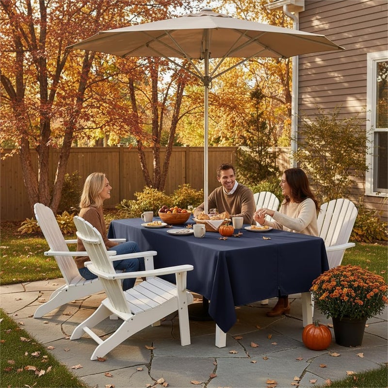 LUSHVIDA Rectangle Outdoor Tablecloth with Umbrella Hole and Zipper, 60x84 Inch Navy, Washable Waterproof Table Cloth Spill Proof Wrinkle Free Table Cover for Patio Spring Summer Picnic BBQS - Image 2