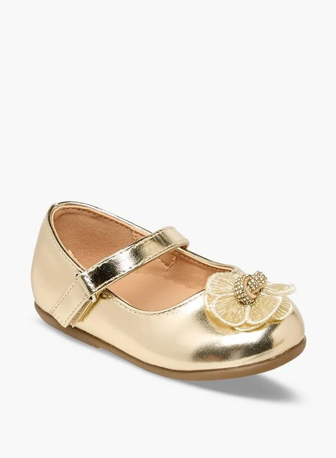 Flora Bella By Shoexpress Flora Bella Mary Jane Shoes with Hook & Loop, Floral Accent Ramadan Collection