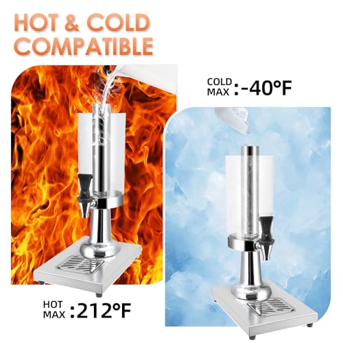WELKOR Hot and Cold Beverage Dispenser with Stand, 0.79 Gallon All-in-One Commercial Drink Dispenser with Ice Core&Stainless Steel Drip Trays for Parties, Beer Bar, Coffee (1 HEAD-0.79 GAL, SILVER) - Image 5