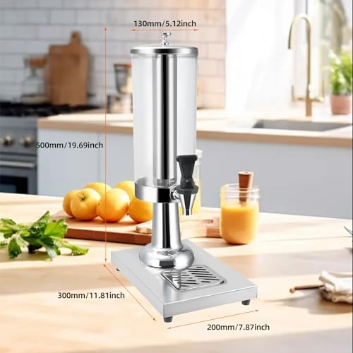 WELKOR Hot and Cold Beverage Dispenser with Stand, 0.79 Gallon All-in-One Commercial Drink Dispenser with Ice Core&Stainless Steel Drip Trays for Parties, Beer Bar, Coffee (1 HEAD-0.79 GAL, SILVER) - Image 2