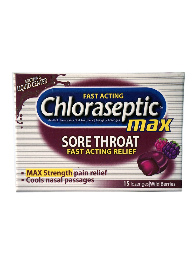 Chloraseptic Sore Throat Lozenges Max Wild Berries-15'S  - Image 1