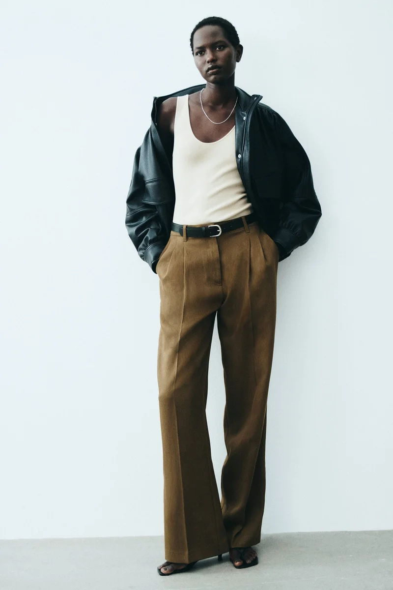 H&M Linen-blend tailored trousers
