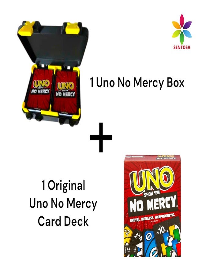 Sentosa Plastic Uno No Mercy Card Game Storage Box with Snap On Locks, Inner Tray, Includes Original Card Deck, Multicolor, Durable - Image 3