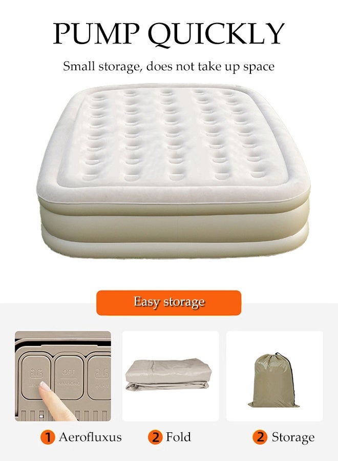 Spides Multi Functional Self-Inflating Inflatable Mattress Outdoor Camping Heightened and Thickened Flocking Air Mattress with Self-Inflation/Deflation Portable Foldable Blow Up Mattress with Built-in Electric High-Speed Pump for Camping, Home, Guests, Portable, Travel - Image 3