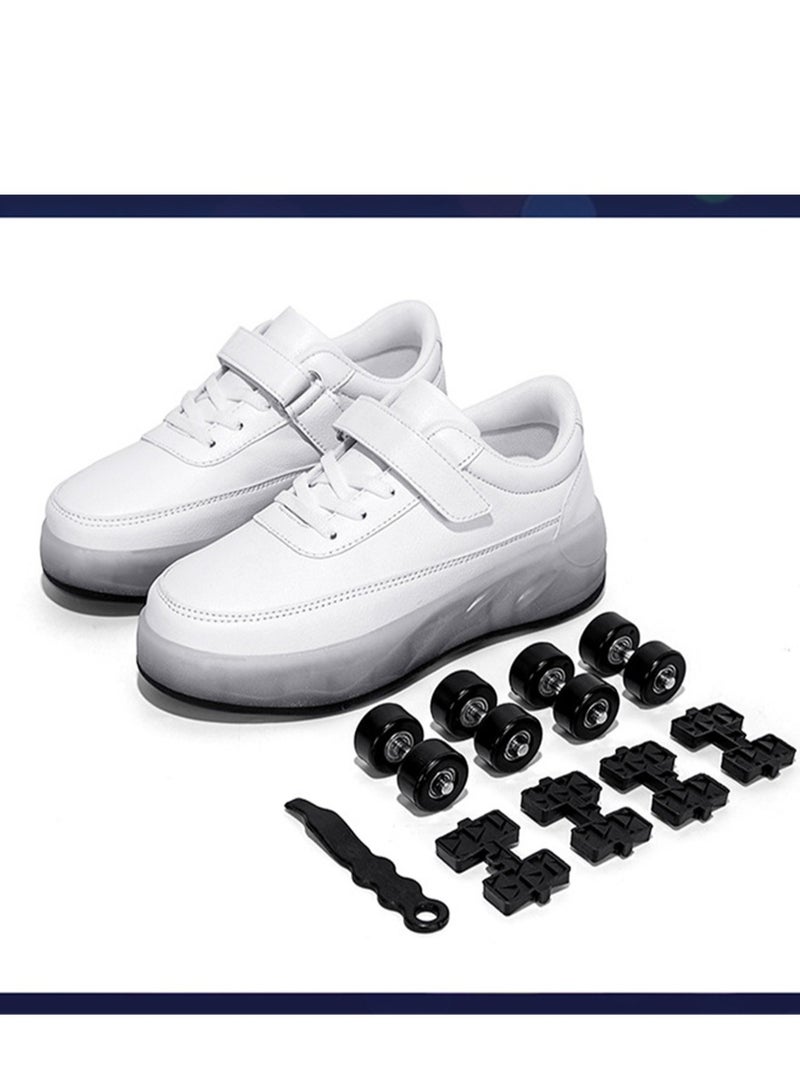 Loquat USB Charging LED Flash Walking Shoes Boys And Girls Children Roller Skates White  - Image 3