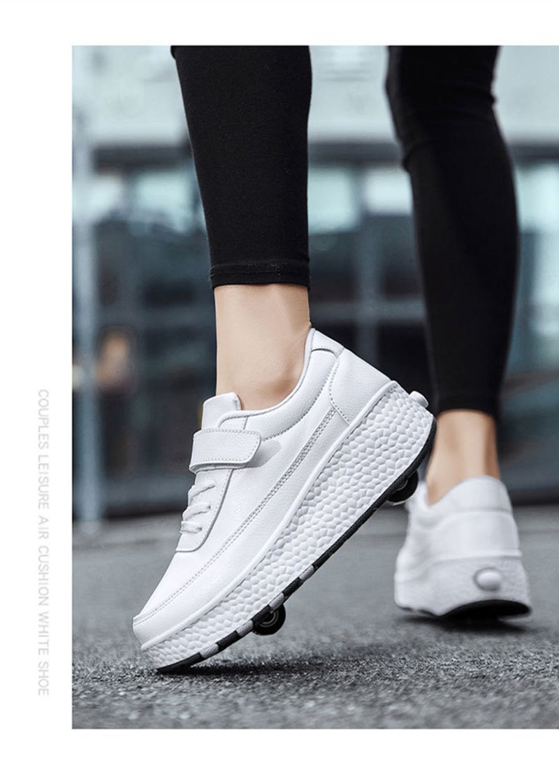 Loquat USB Charging LED Flash Walking Shoes Boys And Girls Children Roller Skates White  - Image 4