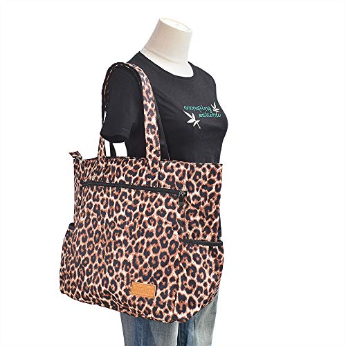CLOUDMUSIC Shoulder Tote Bag For Women Fashion Multi-functional Bag Daily Shopping Travelling Sports Fitting Hiking(Leopard Spots) - Image 2