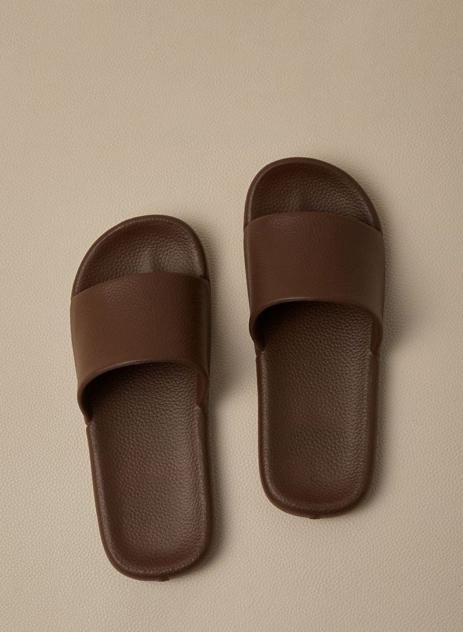 Hanayo Slipper Indoor Open Toe EVA Slippers Quiet Household Bathroom Shower Soft Bottom Anti-skid Slippers Male Slippers(Brown)  - Image 3