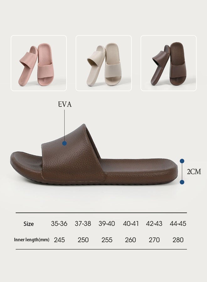 Hanayo Slipper Indoor Open Toe EVA Slippers Quiet Household Bathroom Shower Soft Bottom Anti-skid Slippers Male Slippers(Brown)  - Image 2