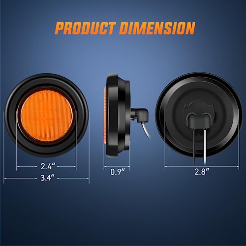 Nilight 25 Inch Round Marker Light 8PCS Red Amber 13LED Clearance Lights Flush Mount With Plug Grommet Pigtail Hardwired DOT Compliant For 12V Truck Trailer Tractor Buses Vans Boat - Image 3