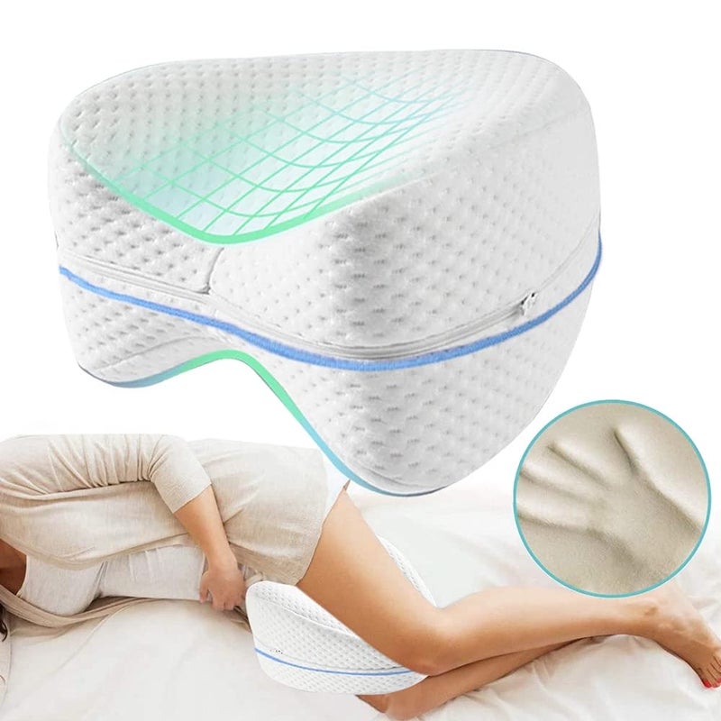 WLTK Pregnancy Body Memory Foam Pillow Orthopedic Knee Leg Wedge Pillow Cushion for Side Sleeper Sciatica Relief or Pillowcase - Image 1