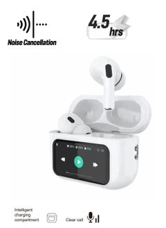 Generic bluetooth headset true wireless noise cancelling 2024 new smart touch with display screen white for iphone android  - Image 2