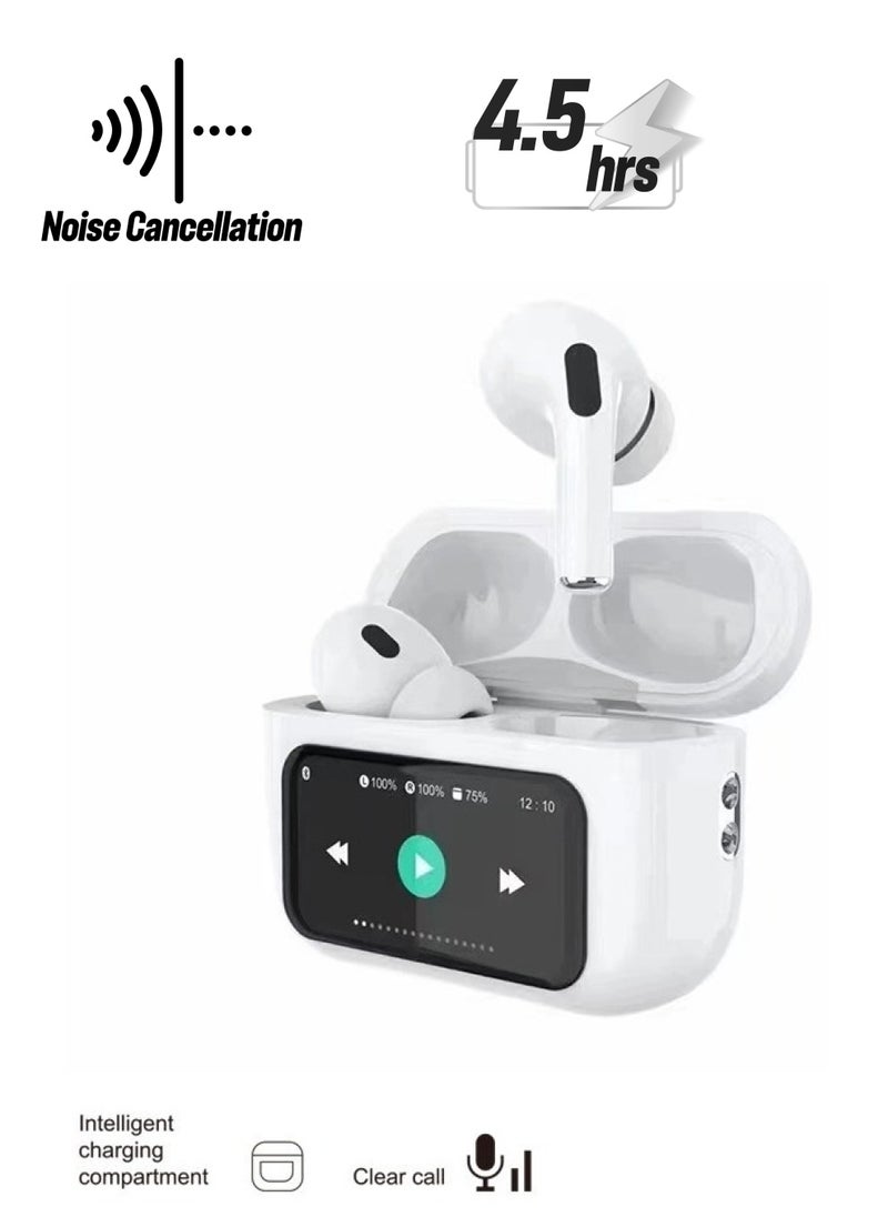 Generic - bluetooth headset true wireless noise cancelling 2024 new smart touch with display screen white for iphone android - Image 1