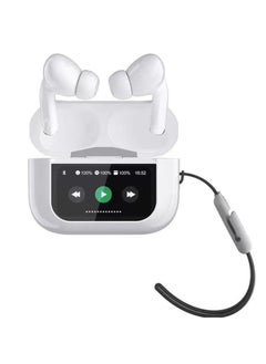 Generic bluetooth headset true wireless noise cancelling 2024 new smart touch with display screen white for iphone android  - Image 1