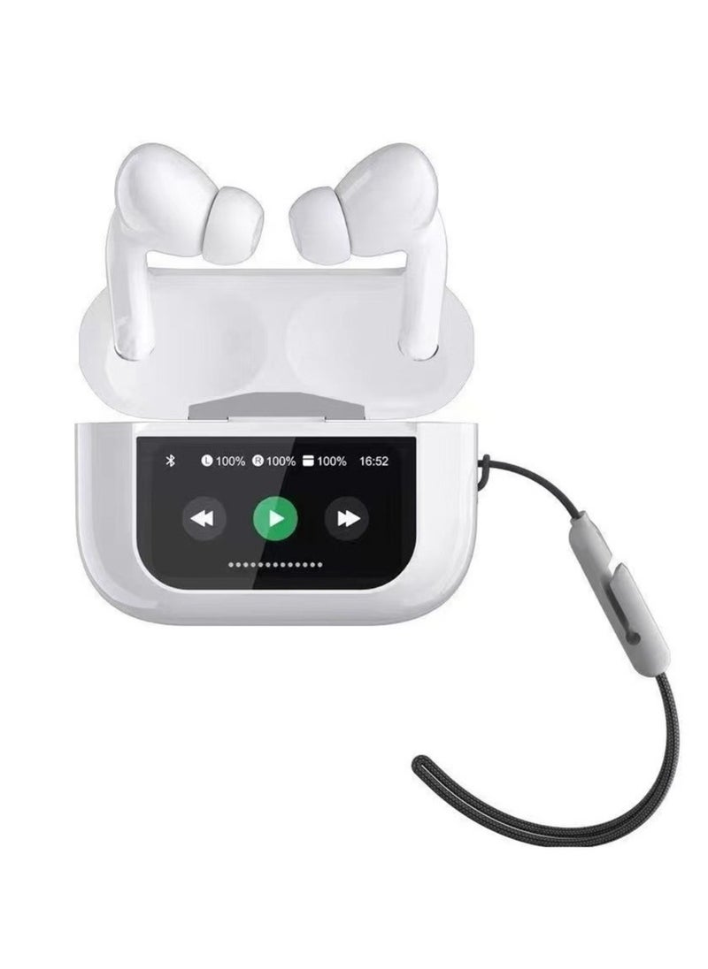 Generic - bluetooth headset true wireless noise cancelling 2024 new smart touch with display screen white for iphone android - Image 1