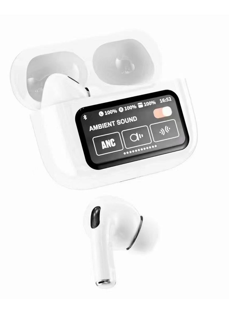 Generic - bluetooth headset true wireless noise cancelling 2024 new smart touch with display screen white for iphone android - Image 1