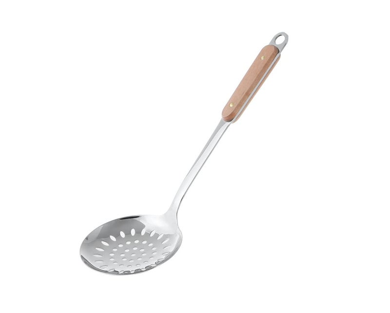 ONICORN ONICORN Stainless Steel Skimmer Strainer Filter Spoon Colander Kitchen Hot Pot Slotted Spoon Fine Mesh Strainer Ladle with Wood Handle for Kitchen 1 PCS - Image 1