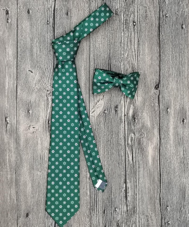 KissTies Mens Christmas Tie Snowflakes Green Necktie Holiday Season Ties - Image 4