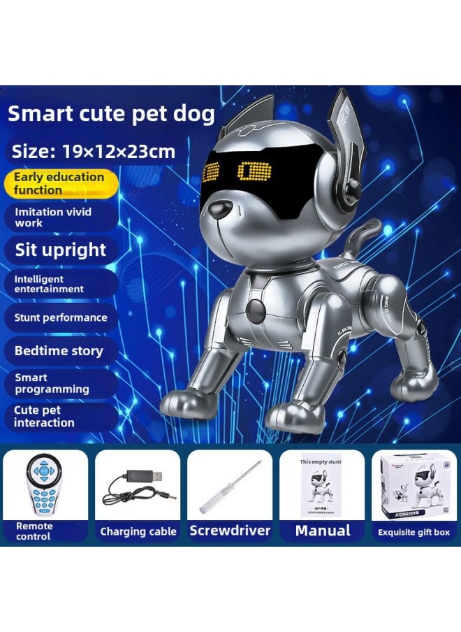 Explosions Intelligent Robot Dog Children's Remote Control Robot Electric Toy Dog Boys And Girls Educational Toys Wholesale-Specifications:A116-h Robot Dog (button Control) Gray  - Image 1