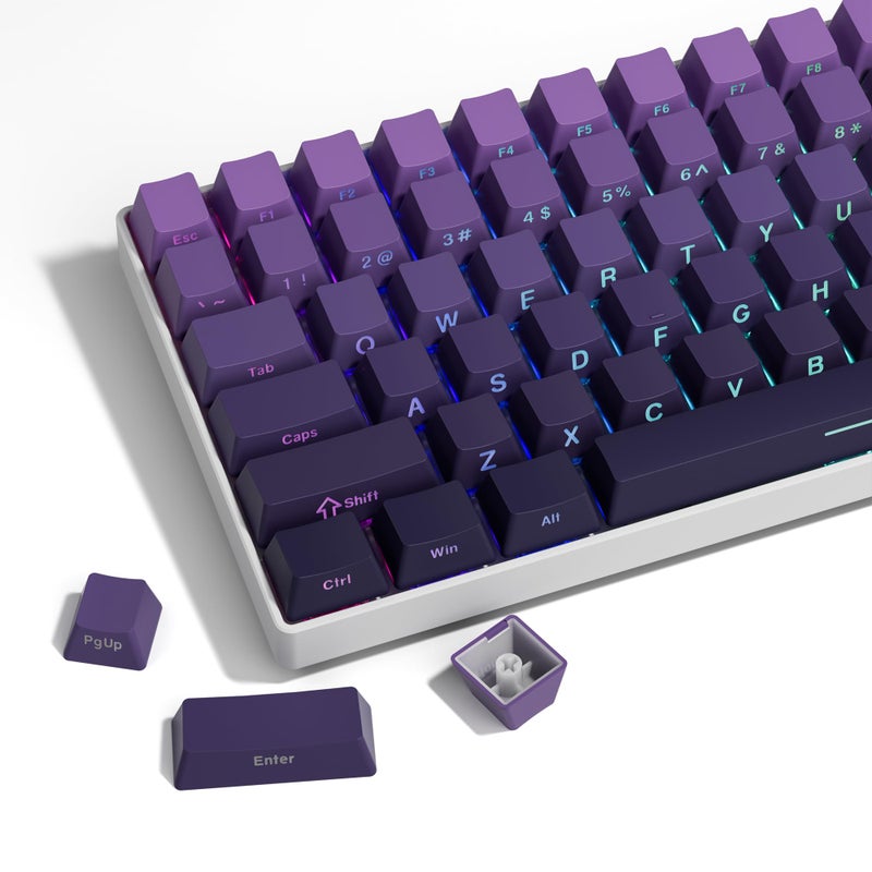 SDYZ أغطية مفاتيح XVX بطباعة جانبية، أغطية مفاتيح PBT مزدوجة الشوت، أغطية مفاتيح مخصصة 60 65 75 100 بالمئة، مجموعة 136 مفتاح بتدرج اللون الأرجواني، ملف OEM، تصميم بسيط لوحات مفاتيح Cherry Gateron MX - Image 1