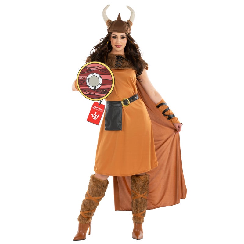 fun shack Adult Viking Costume Women Warrior Medieval Barbarian Outfit for Women Historical Warrior Dress Large