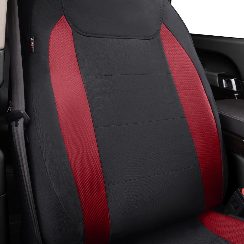 Flying Banner AquaShield Front car seat Covers Set Waterproof Water Resistant arm Rest Compatible Shoulder Seatbelt Compatible Truck seat Protectors Universal fit Non Slip (Red Black, Front Pair) - Image 5