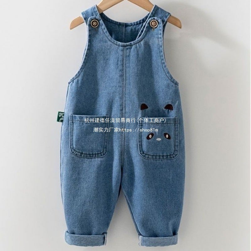 Baby Denim Overalls Spring & Fall Cartoon Cute Children'S Jumpsuit Casual Jumpsuit Baby Overalls Rock - Image 3