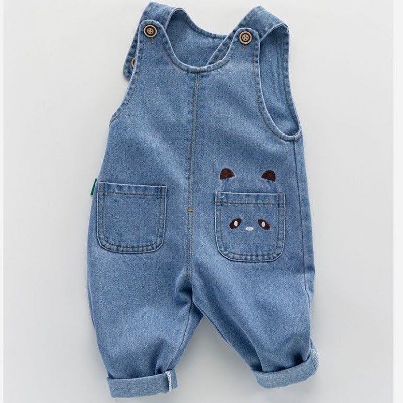 Baby Denim Overalls Spring & Fall Cartoon Cute Children'S Jumpsuit Casual Jumpsuit Baby Overalls Rock - Image 1