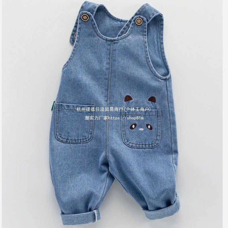 Baby Denim Overalls Spring & Fall Cartoon Cute Children'S Jumpsuit Casual Jumpsuit Baby Overalls Rock - Image 4