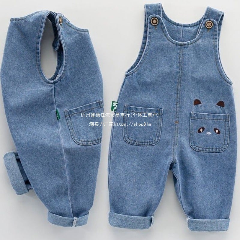 Baby Denim Overalls Spring & Fall Cartoon Cute Children'S Jumpsuit Casual Jumpsuit Baby Overalls Rock - Image 2
